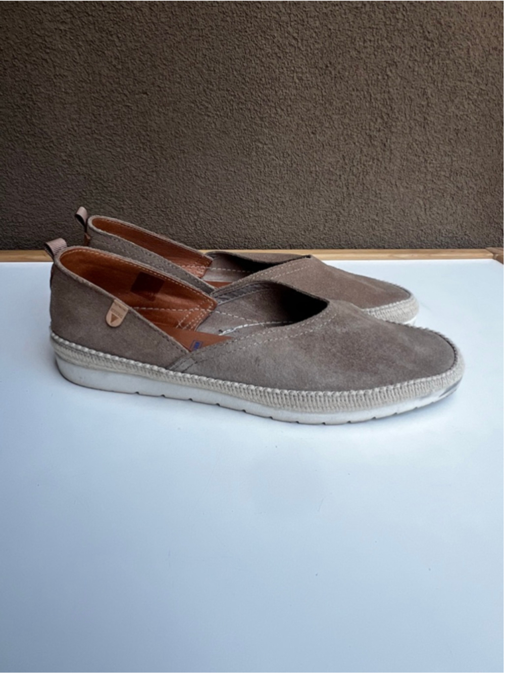 Verbenas Suede Espadrille Flats Shoes Loafers Size 40 US 9 Beige Tan Comfort